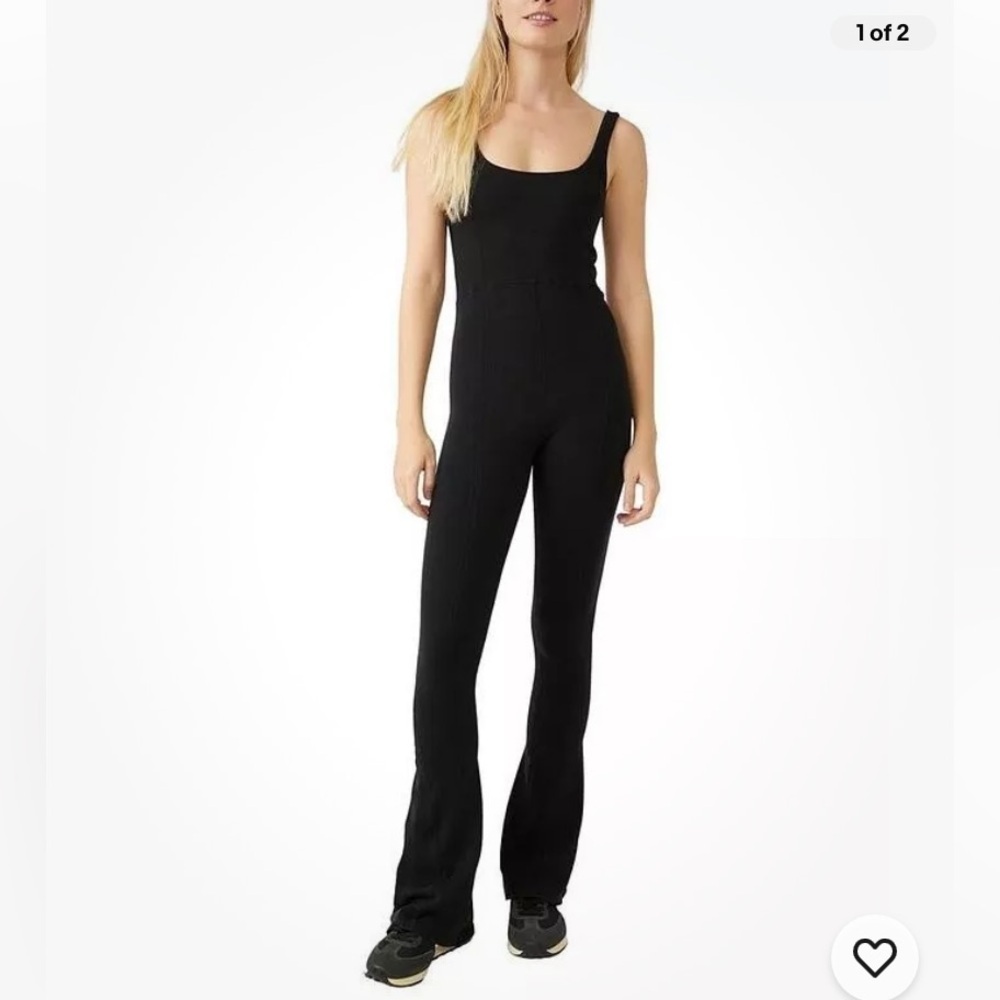 Wilo The Label ribbed Flare Leg One Piece Jumpsuit Grey Size Medium